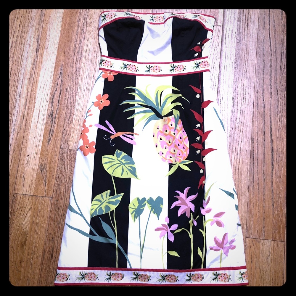 J Crew strapless 💯 cotton tropical pinup dress